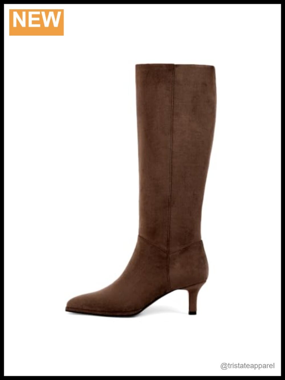 Knee High Boots Kitten Heel Pointed Toe Faux Suede